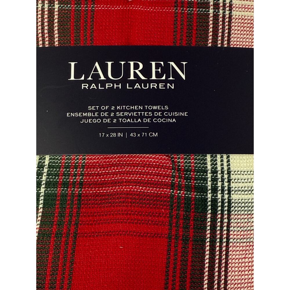 NWT Ralph Lauren Stewart Plaid Kitchen Towels & Mini Mitts Set Christmas Holiday - Picture 5 of 10
